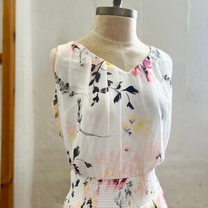 "White House Black Market" flower pleated dress